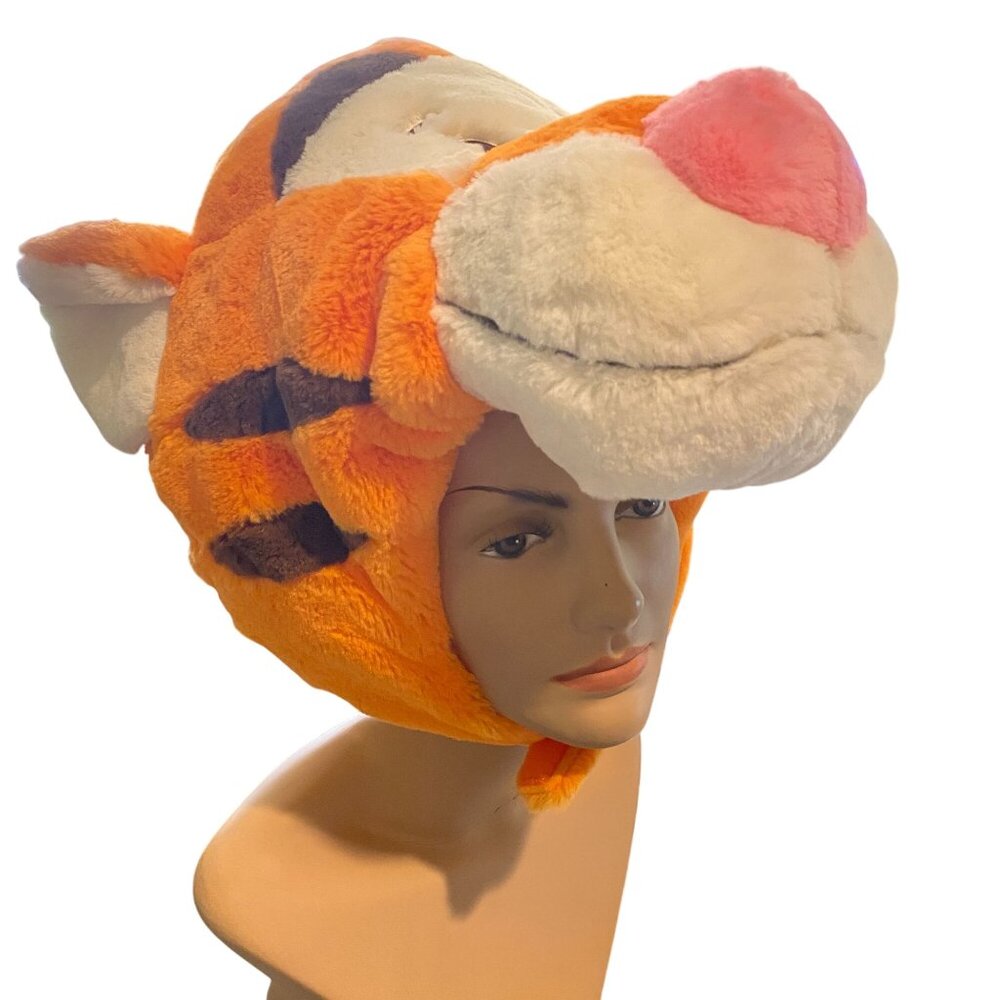 Disney Store Tigger furry plush hat soft one size Winnie the Pooh orange cosplay